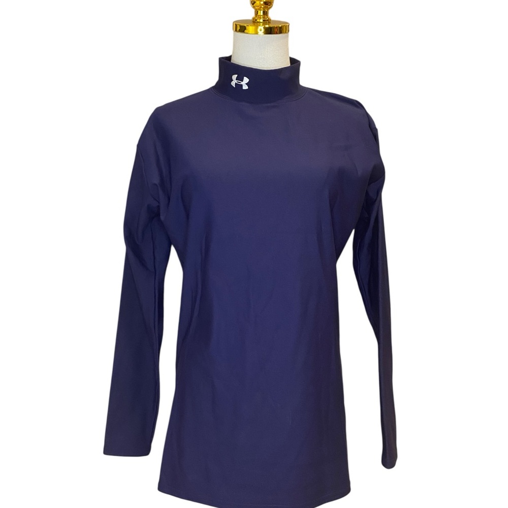 Under Armour Blue Fitted Long Sleeve Mandarin Collar Tee